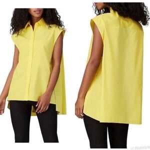 Nina Ricci Yellow Sleeveless Button-Front Tie-Back Blouse